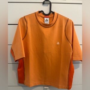 Nike ACG Orange Waffle Knit Short Sleeve Top - Women's Size L